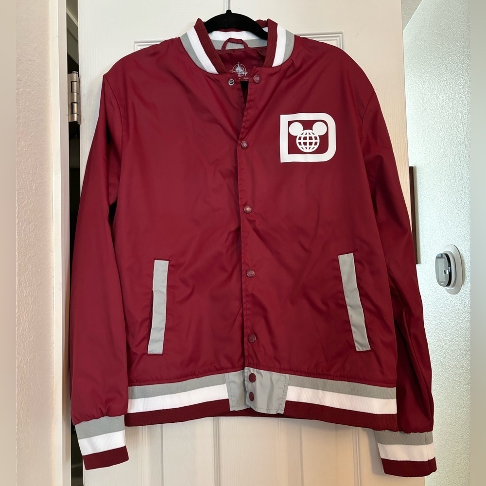 Disney Parks | Walt Disney World Varsity Style Bomber Jacket Dark Red Sz M